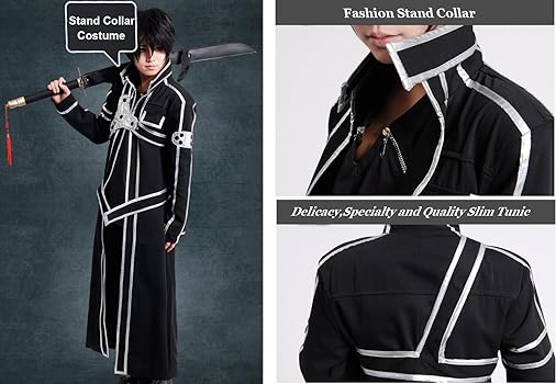 découvrez notre costume kirito de sword art online, parfait pour les fans de la série ! ce cosplay de haute qualité vous plongera dans l'univers du jeu avec un look authentique et stylé. idéal pour les conventions, les soirées à thème ou comme costume d'halloween.