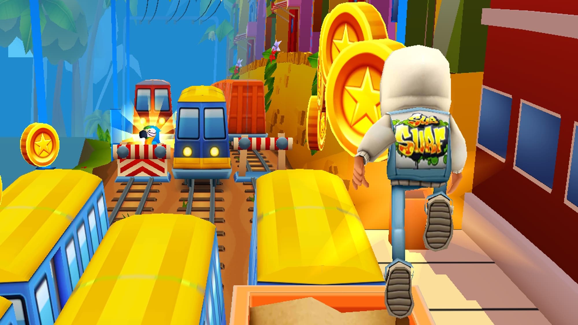 découvrez subway surfers, le jeu d'arcade infini où vous incarnez un jeune tagueur courant à travers les rails du métro tout en évitant les obstacles, en collectant des pièces et en réalisant des défis épiques. plongez dans des graphismes colorés et des niveaux palpitants pour des heures de fun !