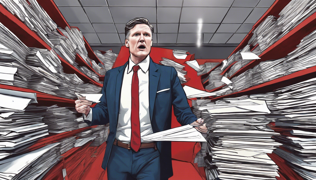 découvrez comment ben jennings illustre de manière satirique l'engagement de keir starmer à réduire la bureaucratie. une analyse humoristique qui met en lumière les défis politiques actuels.