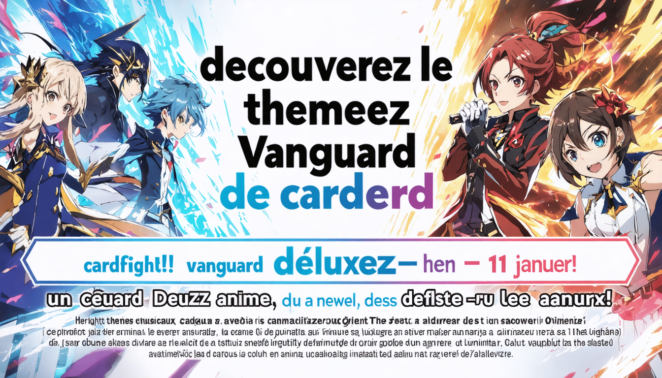 plongez dans l'univers captivant de cardfight!! vanguard divinez deluxe-hen avec ses thèmes musicaux entraînants. ne manquez pas le lancement de cet anime très attendu le 11 janvier et préparez-vous à vivre une aventure musicale inoubliable!