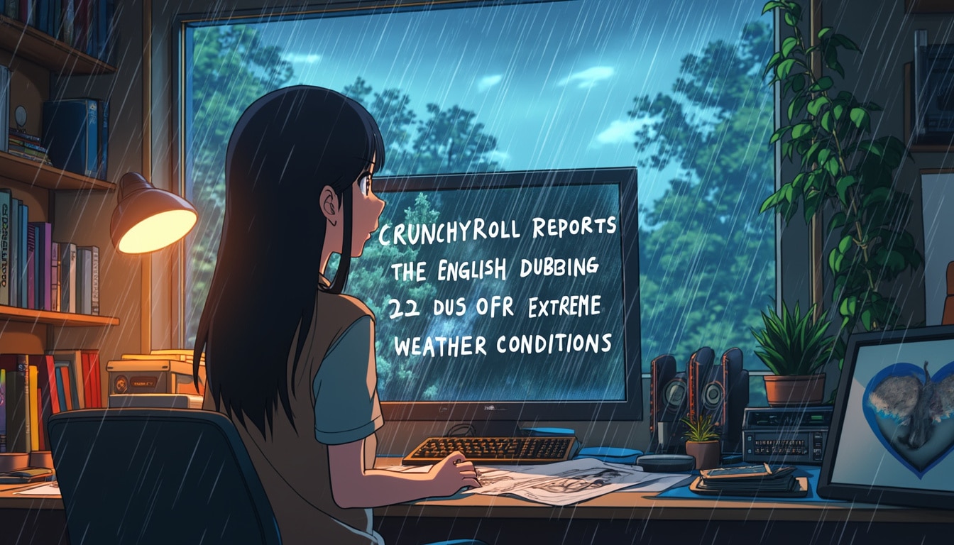 découvrez comment crunchyroll a dû reporter le doublage anglais de 22 épisodes en raison de conditions météorologiques extrêmes. informez-vous sur les impacts de cette décision sur les fans et les prochaines sorties d'anime.