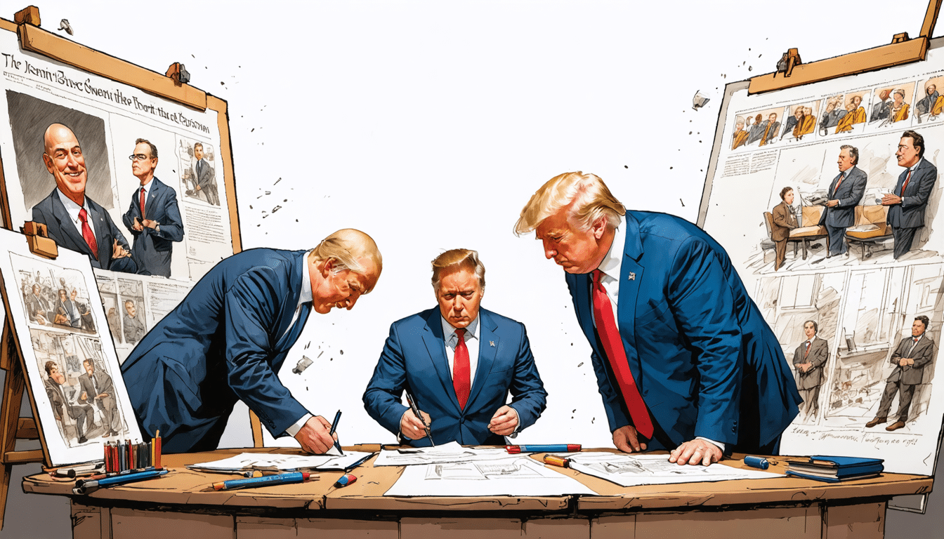 un dessinateur de la washington post démissionne suite au rejet d'un dessin humoristique qui mettait en scène jeff bezos et elon musk s'inclinant devant donald trump. cet incident soulève des questions sur la liberté d'expression et la censure dans le milieu artistique.