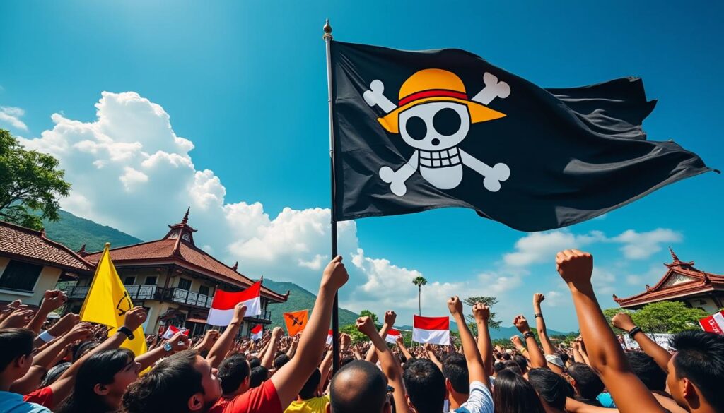 découvrez comment le célèbre drapeau pirate de one piece est devenu un symbole de protestation en indonésie, attirant l'attention des fans et des militants sur place.