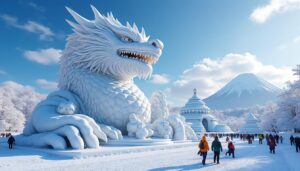 découvrez les impressionnantes sculptures de neige créées par kadokawa pour le festival de la neige de sapporo 2026, un événement hivernal incontournable alliant art et tradition.