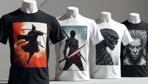 créez des t-shirts officiels uniques en transformant vos pages de manga préférées en pièces de mode originales et personnalisées.