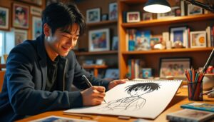 découvrez le dessin exclusif de kappei yamaguchi, la voix emblématique de shinichi kudō dans détective conan, dévoilant son talent artistique et son hommage au célèbre détective.