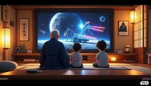 découvrez comment trois générations de fans japonais célèbrent le retour de star wars à travers un court-métrage d'animation émouvant et captivant.