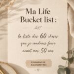 Photo d'une femme réfléchissant à sa bucket list avec un carnet et un stylo.