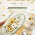 Un album scrapbooking coloré avec des motifs de tournesols, rempli de souvenirs photographiques.