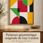 Peinture géométrique colorée avec des formes abstraites.