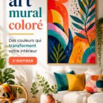 Un mur décoré avec une peinture murale colorée mettant en avant des motifs vibrants.