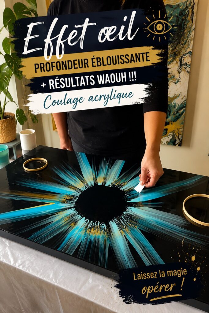 Peinture acrylique colorée avec des techniques de pouring