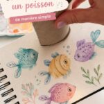 Astuces simples pour peindre un poisson facilement Poisson coloré peint à la main, exposé sur un mur décoratif.