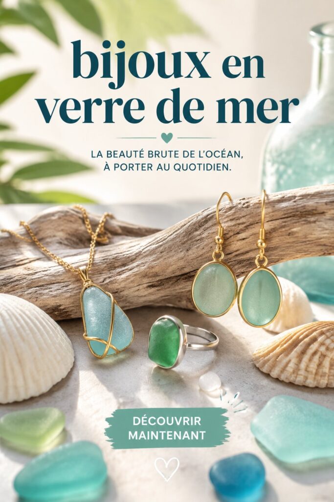 Bijoux en verre de mer colorés sur un fond clair.