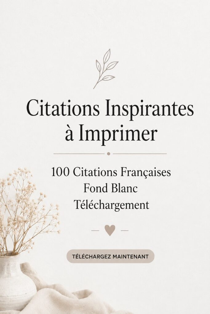 Citations inspirantes imprimées sur fond blanc à afficher dans un intérieur chaleureux