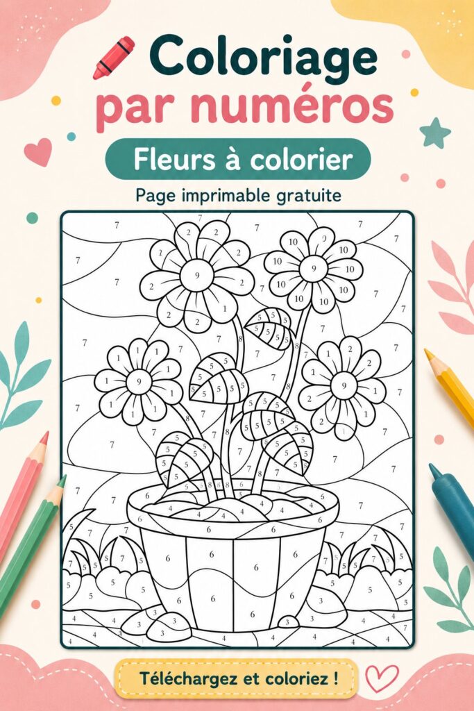 Page à imprimer de fleurs à colorier par numéro