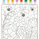 Un coloriage d'abeilles et de fleurs prêt à être colorié, idéal pour des moments de détente.