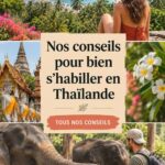 Un paysage thaïlandais avec des voyageurs portant des tenues adaptées au climat tropical