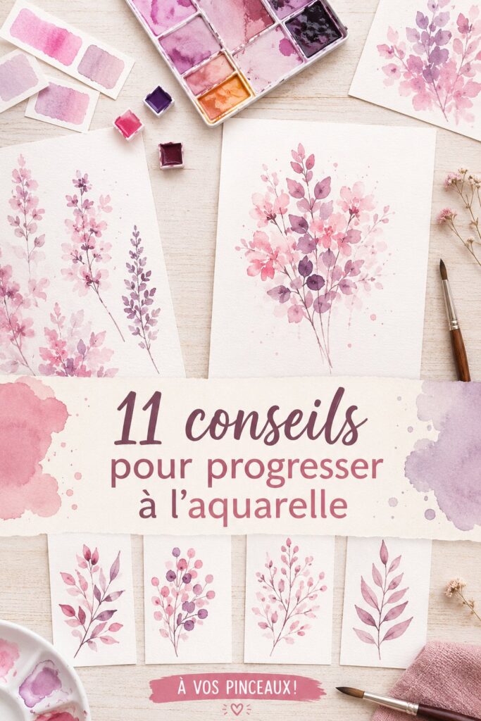 Une palette de couleurs aquarelle avec des pinceaux et un carnet de croquis.