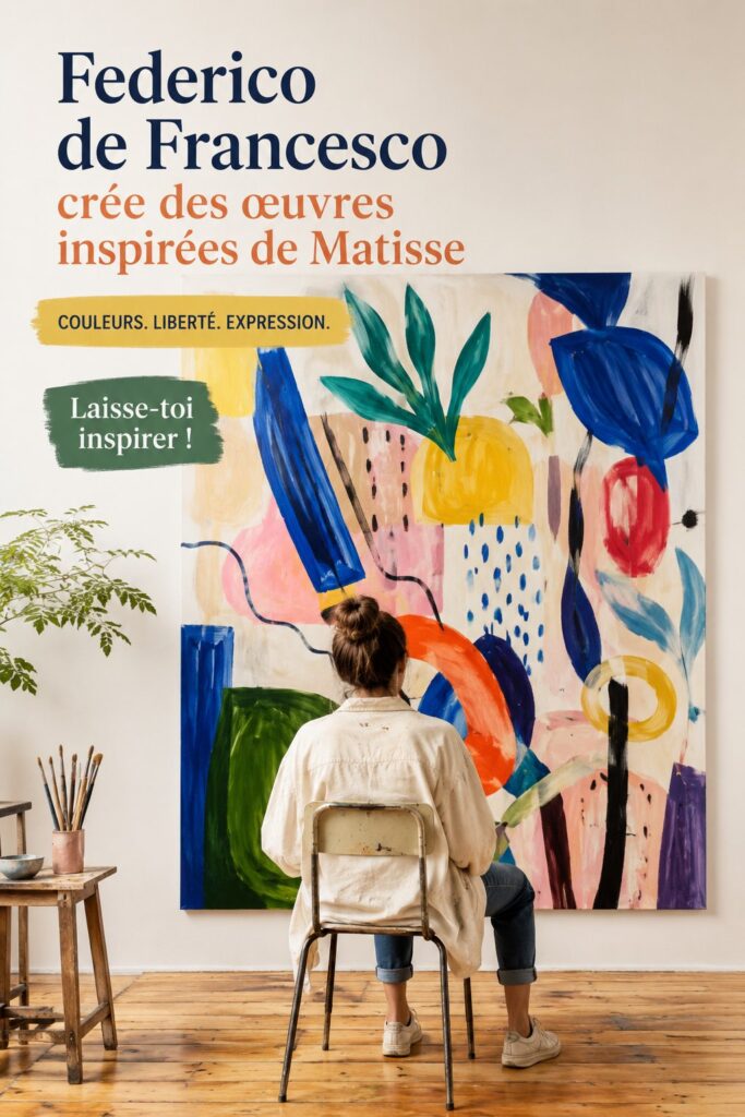 Une œuvre inspirée par le style de Matisse avec des couleurs vives et des formes audacieuses