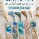 Créations artistiques en résine colorée sur une table