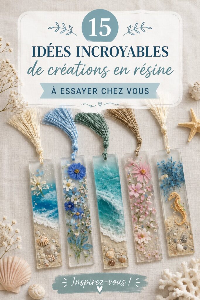 Créations artistiques en résine colorée sur une table
