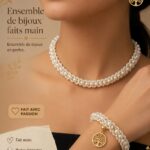 Créez un magnifique ensemble de bijoux en perles fait main Ensemble de bijoux en perles fait main sur une table de travail