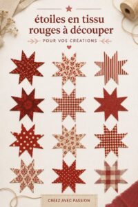 Étoiles en tissu rouge pour embellir un scrapbook
