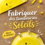 Un tambourin soleil coloré fabriqué à la main avec des matériaux recyclés.