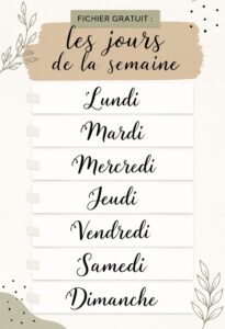 Fichier gratuit illustrant un calendrier des jours de la semaine