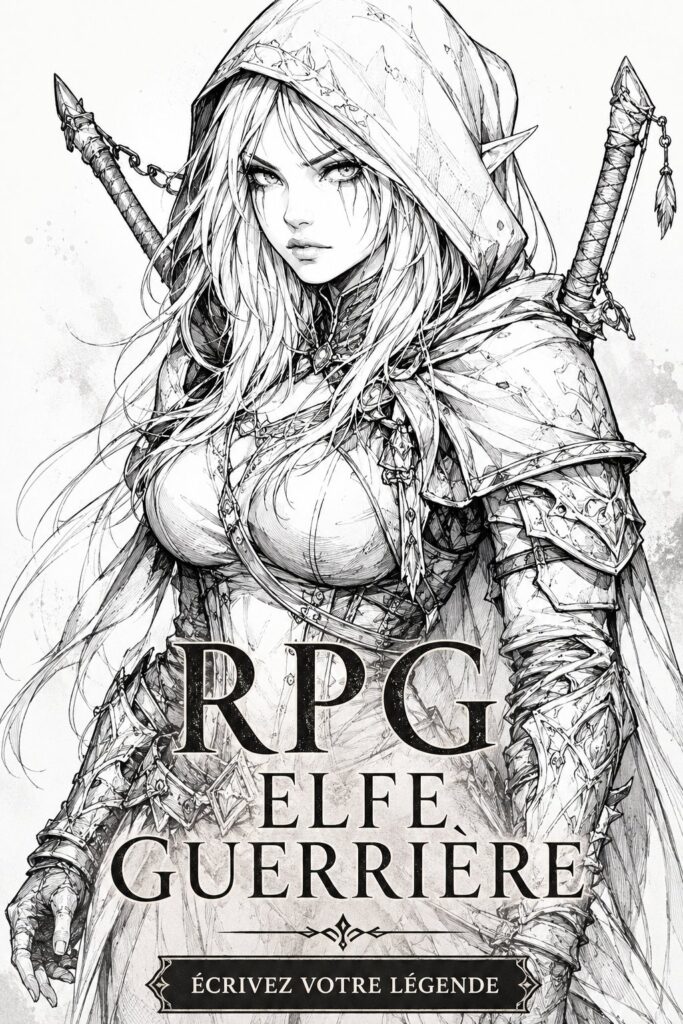 Illustration colorée d'une guerrière elfe prête au combat