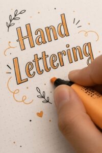 Illustration de cartonnage avec un message joyeux anniversaire en hand lettering