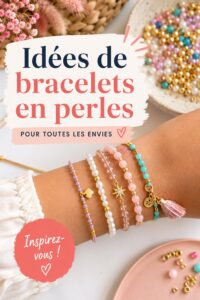 Bracelets en perles colorés exposés sur une table.