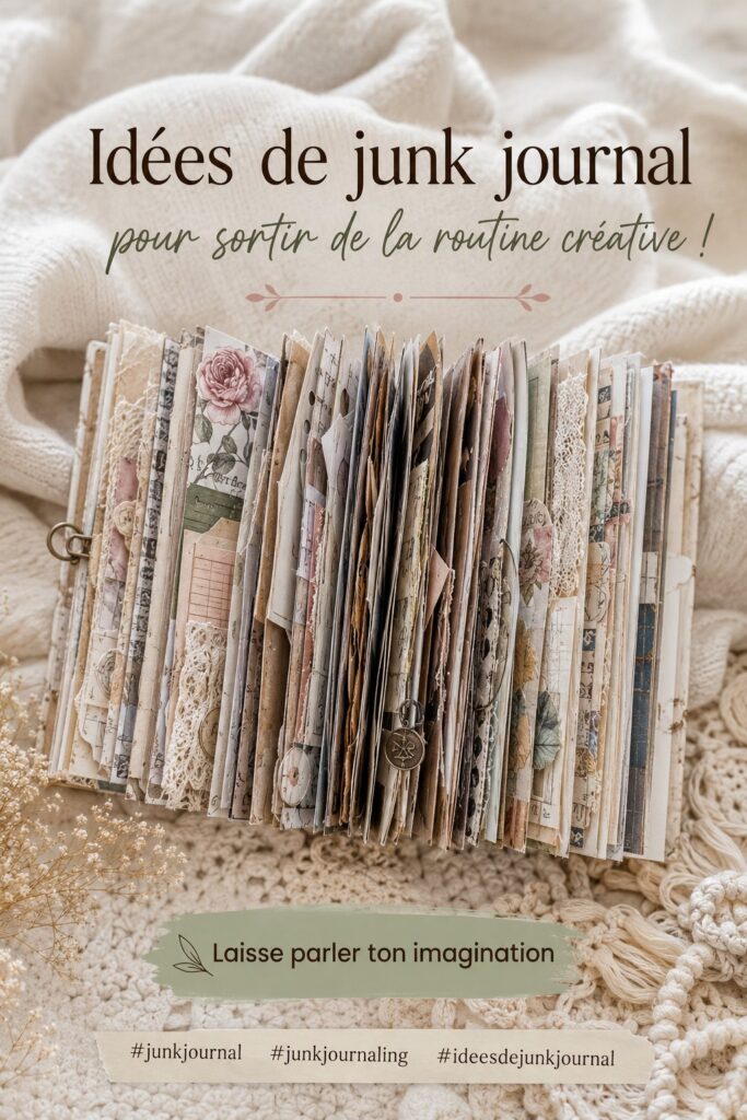 Idées de projets de junk journal colorés sur une table de travail