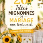 20 idées de mariage autour des tournesols Décoration de mariage avec des tournesols, créant une ambiance estivale et joyeuse.