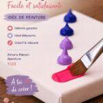 Tableau coloré réalisé avec de la peinture acrylique, montrant des motifs simples et satisfaisants.