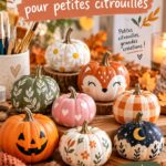 Petites citrouilles peintes avec des motifs colorés pour l'automne.