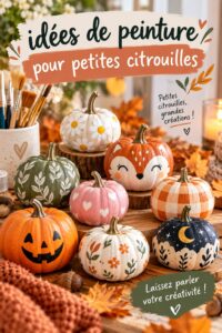 Petites citrouilles peintes avec des motifs colorés pour l'automne.