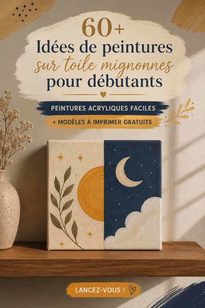 Peinture sur toile colorée créée par un débutant, mettant en valeur des formes abstraites.