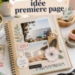 Créations inspirantes pour votre première page de scrapbooking Une première page de scrapbook colorée avec des photos, des embellissements et des motifs.