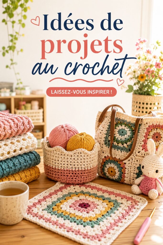 Un bel ouvrage au crochet coloré en cours de réalisation