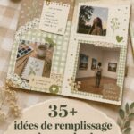 35 idées créatives pour remplir votre scrapbook Assemblage de pages de scrapbook colorées avec divers embellissements et photos.