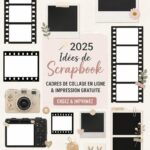 Un scrapbook décoré avec des photos et des embellissements colorés, emblème de la créativité