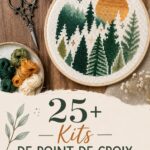 Kits de broderie modernes variés sur une table