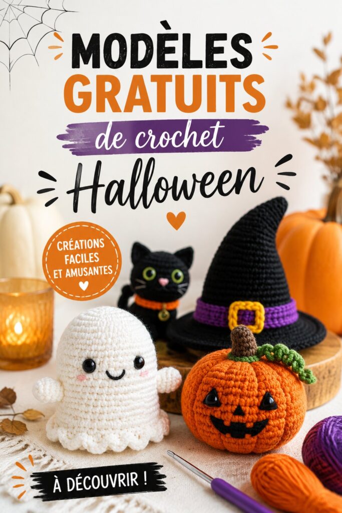 Modèles gratuits de crochet pour Halloween avec des créations festives et amusantes.