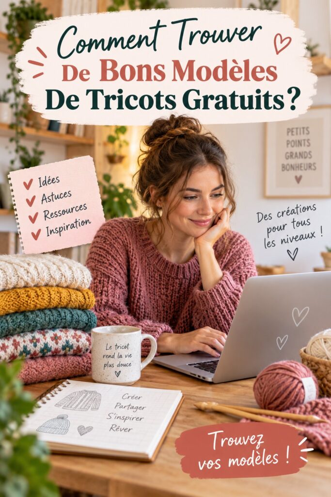 Un ensemble de créations tricotées à la main, inspirées par des modèles gratuits.