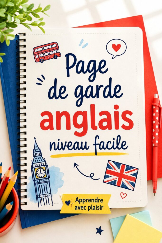 Page de garde anglaise élaborée en papier coloré