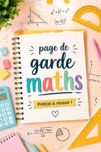 Exemple d'une page de garde de cahier de maths colorée et originale