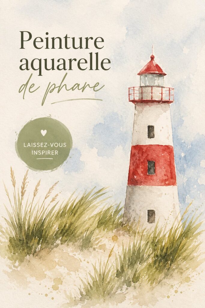 Peinture aquarelle d'un phare au bord de la mer