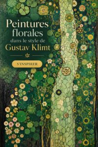 Peinture florale inspirée par Gustav Klimt avec des motifs dorés et colorés